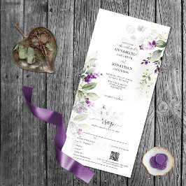 Lavender Stems Greenery Wedding All In One Einladung