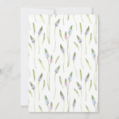 Lavender Stems Lila Birdhouse Babydusche Einladung (Rückseite)