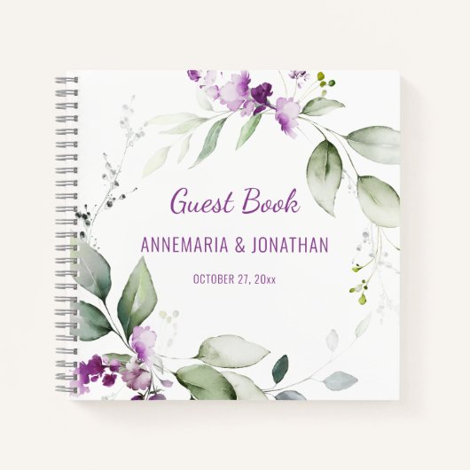 Lavender Stems und Light Green Wedding Guest Book Notizblock (Vorderseite)