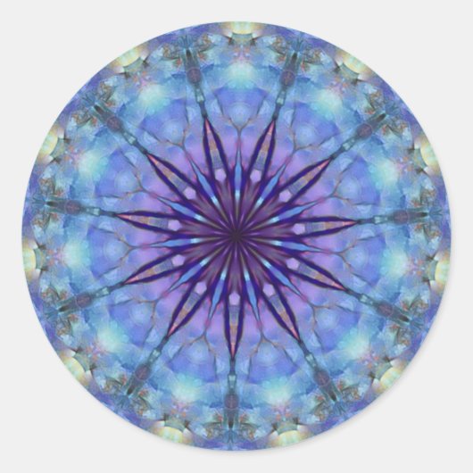 Lavender Sternexplosion Mandala Round Stickers (Vorderseite)