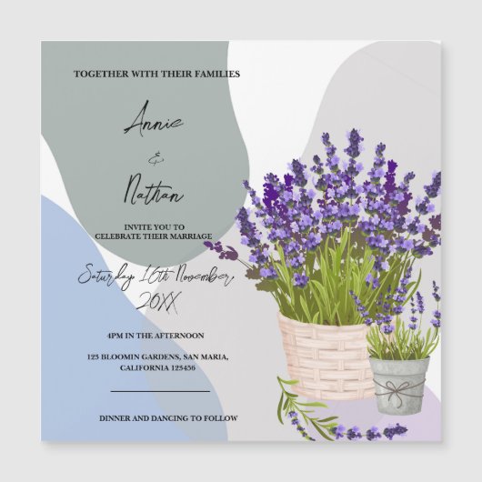 Lavender sticht in einem Korb Niedliche Wasserfarb Magneteinladung (Vorderseite)