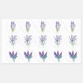 lavender stickers watercolor flowers herbs bouquet etiketten (Blatt)