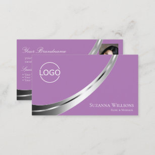 Lavender Stilvolles Silber-Dekor mit Logos und Fot Visitenkarte