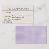 Lavender Storybook Baby Girl Duwer Nappy Raffle Begleitkarte (Vorne/Hinten)