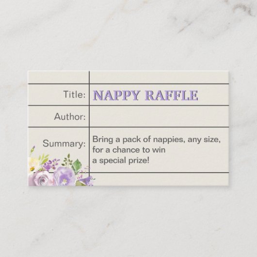 Lavender Storybook Baby Girl Duwer Nappy Raffle Begleitkarte (Vorderseite)
