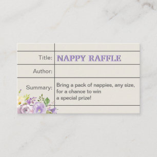 Lavender Storybook Baby Girl Duwer Nappy Raffle Begleitkarte