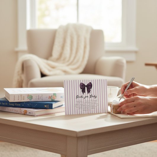 Lavender Stripe Book Gift Request Card Begleitkarte