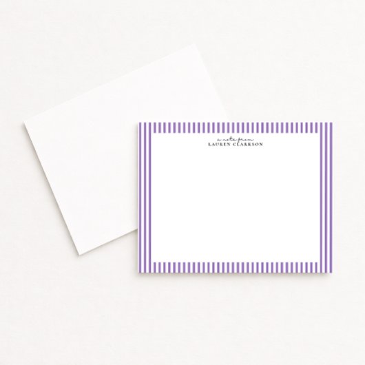 Lavender Stripe Border Note Card Einladung