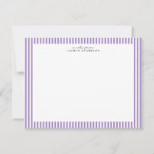 Lavender Stripe Border Note Card Einladung (Vorderseite)