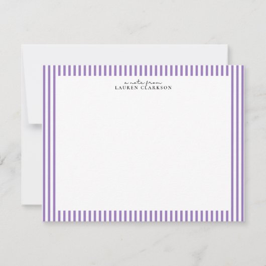 Lavender Stripe Border Note Card Einladung (Vorderseite)