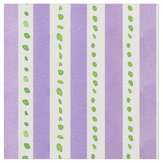 Lavender Stripe Limette Grüne Wasserfarben Punkte Stoff (Nahaufnahme)