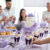 Lavender Stripe Purple Bow Baby Shower Pappbecher