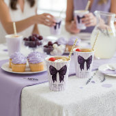 Lavender Stripe Purple Bow Baby Shower Pappbecher
