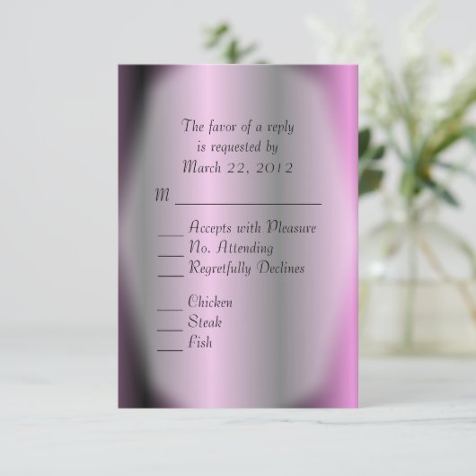 Lavender Stripe Wedding RSVP Karte (Stehend Vorderseite)