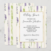 Lavender Stripes Floral Baby Shower Einladung (Vorne/Hinten)