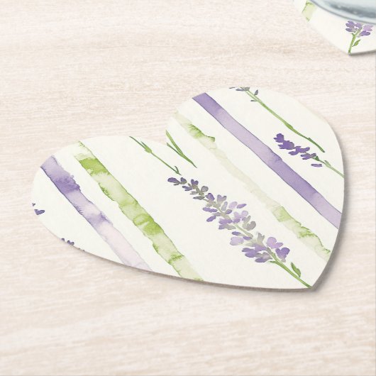 Lavender Stripes Floral Baby Shower Untersetzer (angewinkelt)