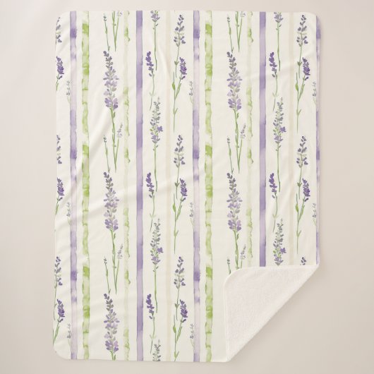 Lavender Stripes Floral Birthday Sherpadecke (Vorderseite)