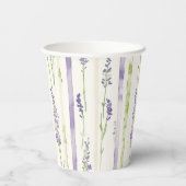 Lavender Stripes Floral Heart Baby Shower Pappbecher (Rückseite)