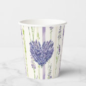 Lavender Stripes Floral Heart Baby Shower Pappbecher (Vorderseite)