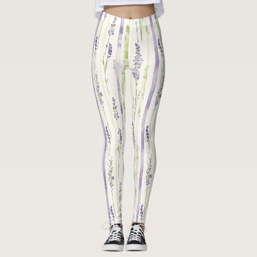 Lavender Stripes Floral   Leggings (Vorderseite)