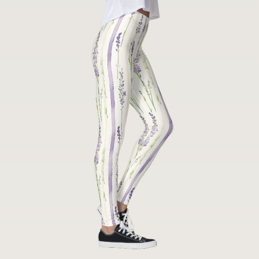 Lavender Stripes Floral   Leggings (Rechts)