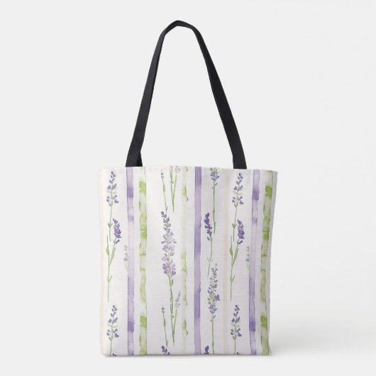Lavender Stripes Floral   Tasche (Rückseite)