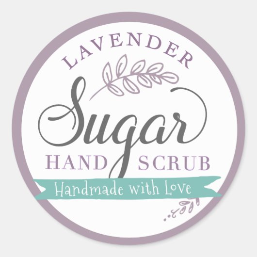 Lavender Sugar Scrub Labels Custom Mason Jar Runder Aufkleber (Vorderseite)