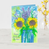 Lavender Sunflower Bouquet Happy Birthday Karte (Gelbe Blume)