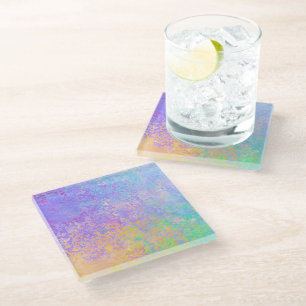 Lavender Sunrise Pastel Neon Alkohol Tinte Abstrak Glasuntersetzer
