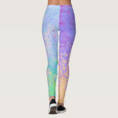 Lavender Sunrise Pastel Neon Alkohol Tinte Abstrak Leggings (Rückseite)