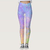 Lavender Sunrise Pastel Neon Alkohol Tinte Abstrak Leggings (Vorderseite)