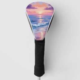 Lavender Sunset Lila Beach Ocean Wasserfarbe Golf Headcover