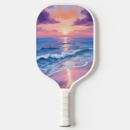 Lavender Sunset Lila Beach Ocean Wasserfarbe Pickleball Schläger
