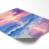 Lavender Sunset Lila Beach Ocean Wasserfarbe Poster (Ecke)