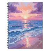 Lavender Sunset Purple Beach Ocean Watercolor Notizblock (Vorderseite)