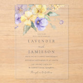 Lavender & Sunshine Floral Summer Wedding Acryleinladungen (Vorderseite)