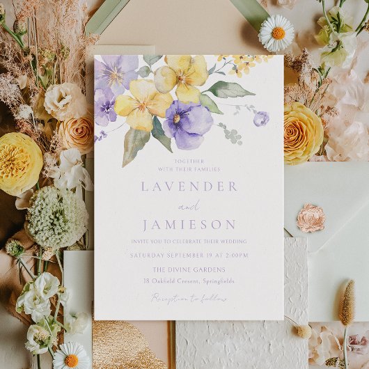 Lavender & Sunshine Floral Summer Wedding Einladung