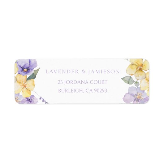 Lavender & Sunshine Floral Wedding Rücksendeadress (Vorne)