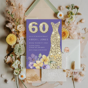 Lavender & Sunshine Gold Gown 60. Geburtstagsparty Einladung