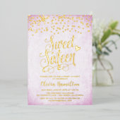 Lavender Sweet 16 Gold Confetti Folieneinladung (Stehend vorne)