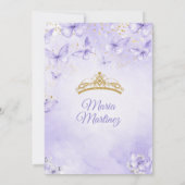 Lavender Sweet 16 Invitation with Butterflies Einladung (Rückseite)