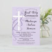 Lavender Swirl Erste Einladung zur Heiligen Kommun (Stehend Vorderseite)