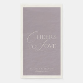 Lavender Taupe “Cheers to Love” Wedding Serviette
