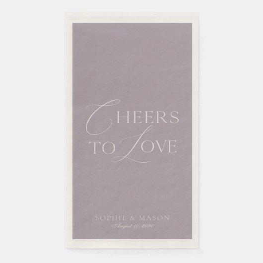 Lavender Taupe “Cheers to Love” Wedding Serviette (Vorderseite)