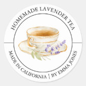 Lavender Tea Modernes Label Runder Aufkleber (Vorderseite)