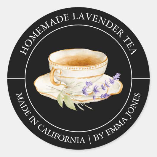 Lavender Tea Modernes Label Runder Aufkleber (Vorderseite)