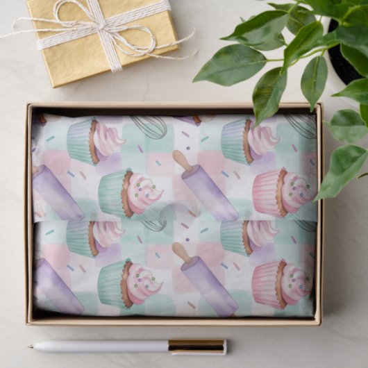 Lavender Teal Cupcake Whimsical Baking Seidenpapier (Geschenk)