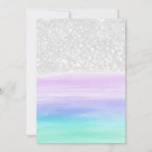 Lavender Teal White Glitter Dolphin Pool Birthday Einladung (Rückseite)