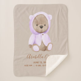 Lavender Teddy Bear Baby Birth Stats Sherpadecke