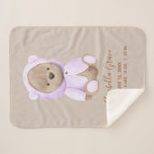 Lavender Teddy Bear Baby Birth Stats Sherpadecke (Vorderseite (Horizontal))